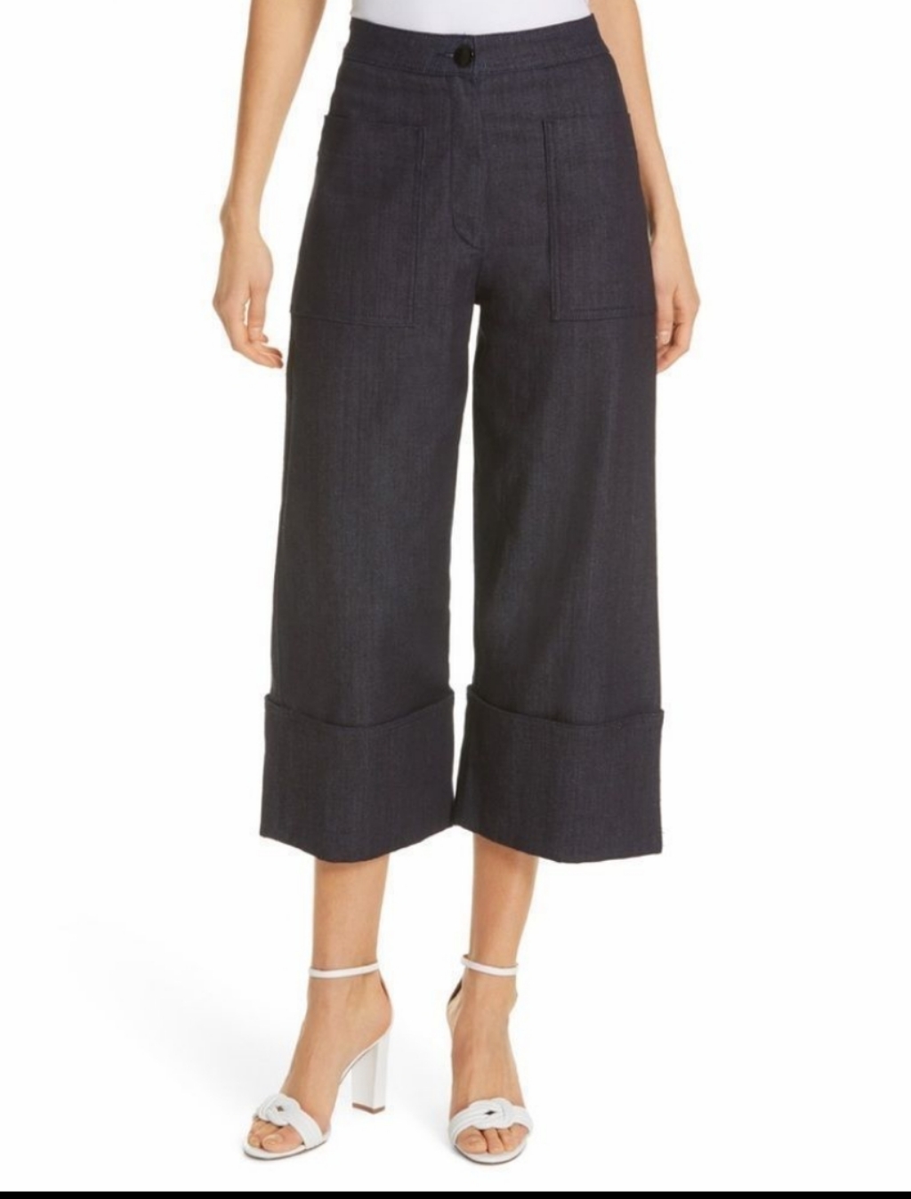 Kate Spade Cropped Wide-Leg Cuffed Denim Jeans-Nwot